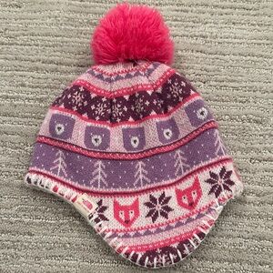 North Face Pink and Purple Baby Pom Beanie, 6-24 months